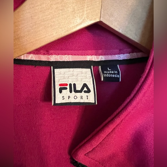 FILA athletic pink and black athletic full zip jacket size L with puff shoulder - Picture 9 of 13